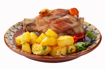Lamb with boiled potatoes and vegetables