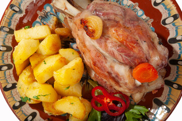 Lamb with boiled potatoes and vegetables
