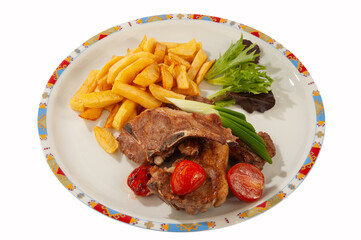 Lamb with boiled potatoes and vegetables