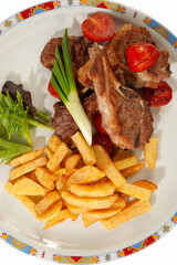Lamb with boiled potatoes and vegetables