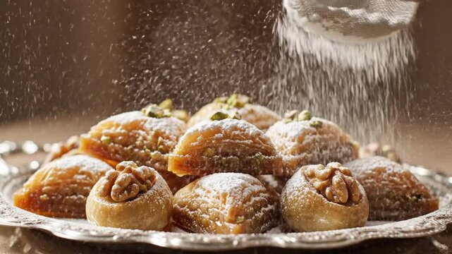 Looping Array of Golden Fried Snacks Seamlessly Rotating for Fast Food Ads Top-Down Macro Detail in Studio Lighting
