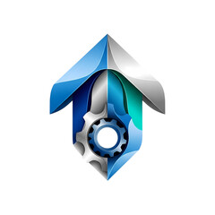 Futuristic Gear Arrow Logo: Innovation and Mechanical Engineering
