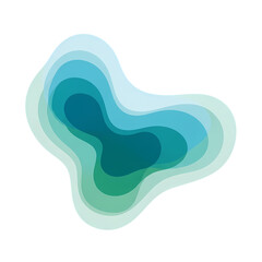 Layered Abstract Water Shapes: Teal and Green Organic Form