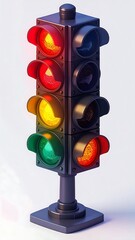 A traffic light with red, yellow, and green lights on a pole