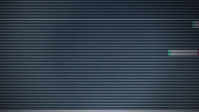 Glitching scanlines create retro digital static and distorted lines on a dark screen background