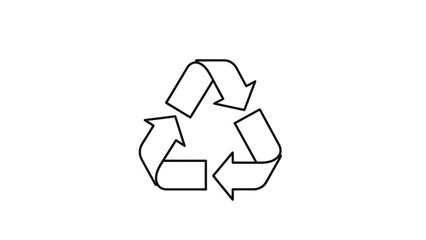 Fototapeta premium Simple black outline recycling symbol icon on a white background