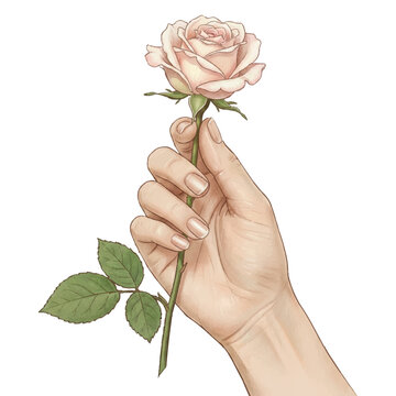 realistic woman hand with rose illustration