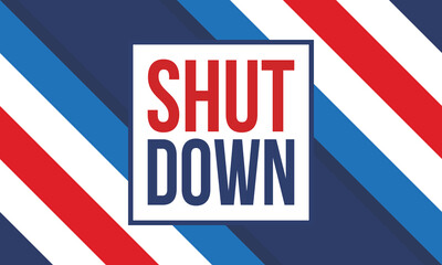 Fototapeta premium Government Shutdown Concept with United States American Flag and Bold Typography. Vector poster