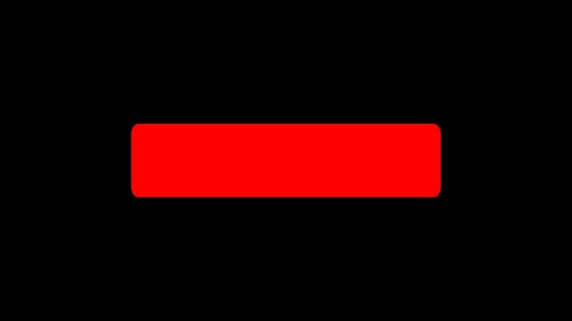Clean red lower third bar animation with rounded rectangle design. Minimal modern motion graphic for titles, captions, and presentations in 4K with transparent alpha background. alpha channel
