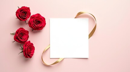 Celebration Layout with Red Roses and Gold Bow.