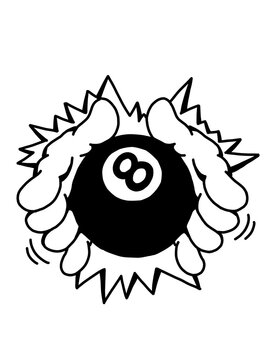 Edgy Cartoon Magic 8 Ball Shaking in Hands Vector Design