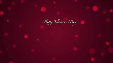 Happy Valentine's Day Text Over Luxurious Red Sparkle Glitter Background, Glamorous Valentine Holiday Calligraphy Font with Glowing Defocused Bokeh Lights Backdrop, Elegant Valentine's Day Card Design