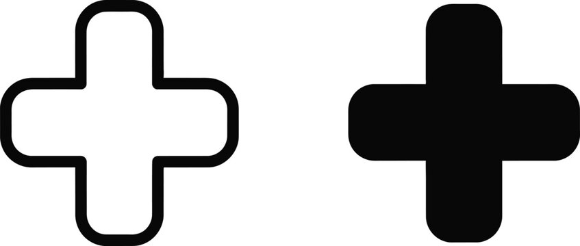 Plus Sign Icons in Black and White