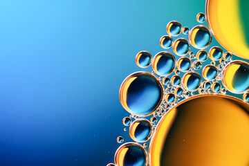 abstract yellow color background with blue bubbles