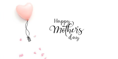 Happy mothers day text with heart shape balloon