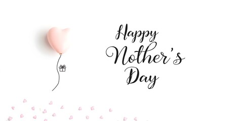 Happy mothers day text with heart shape balloon