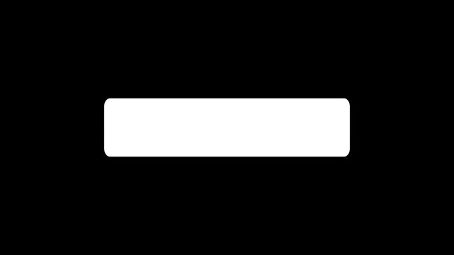 Clean white lower third bar animation with rounded rectangle design. Minimal modern motion graphic for titles, captions, and presentations in 4K with transparent alpha background. alpha channel