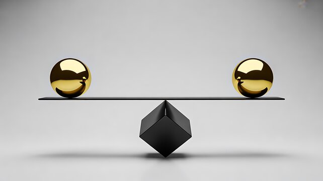 Balance scale with spheres representing stability concept
