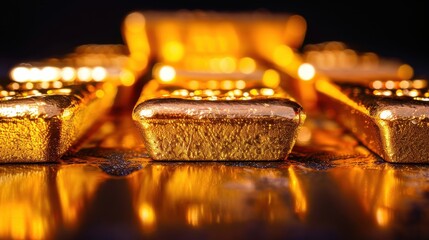 Gleaming Gold Bars Stacked, Symbolizing Wealth, Investment, and Financial Security