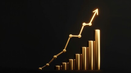 Gold Finance Concept: Gold graph line glowing gently upward, clean modern style. --chaos 35 --ar 16:9 --profile 1l3n7zg --stylize 150 --v 6 Job ID: 8531e470-7861-4b5d-b423-f07e78a6fcc5