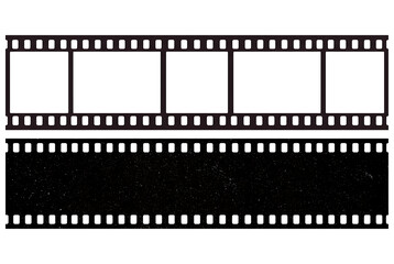 Obraz premium Transparent film strip reel with empty frames isolated on clear background vintage cinema movie editing template
