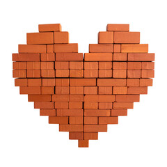 Obraz premium Heart made of small red bricks, isolated on white background