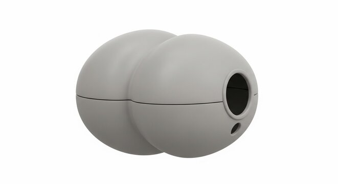 Gray Plastic Butt Plug on White Background.