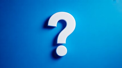 White question mark symbol on blue background representing confusion and inquiry
