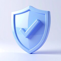 A blue shield with a checkmark on a light background