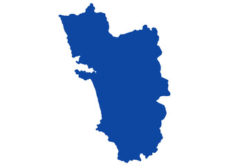 Goa Map, India map on isolated white background. High quality coloured map of Goa.