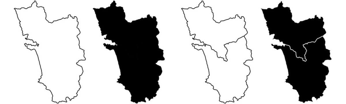 Goa Map, India map on isolated white background. High quality coloured map of Goa.