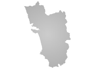 Goa Map, India map on isolated white background. High quality coloured map of Goa.