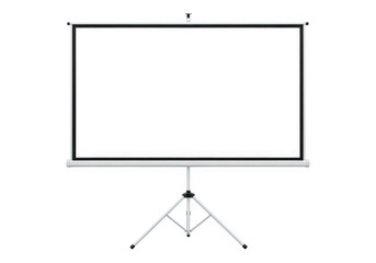 Simple illustration of a blank projector screen on a stand isolated on transparent background
