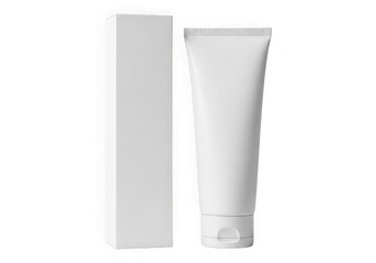 White cosmetic tube and packaging, beauty product, isolated on transparent background
