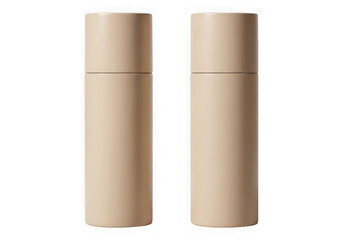 Two beige cylindrical objects side by side isolated on transparent background