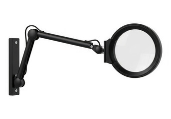 Adjustable wall mounted magnifying glass isolated on transparent background