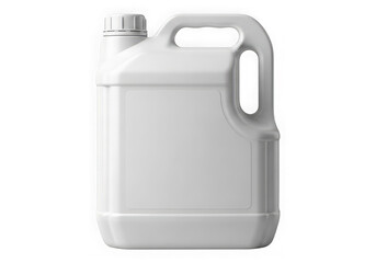 White plastic jerrycan with handle and cap isolated on transparent background