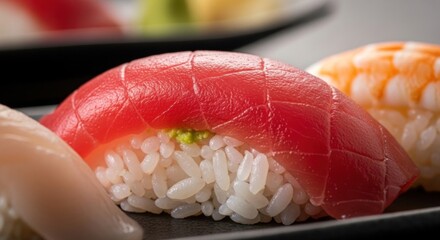 sushi with chopsticks