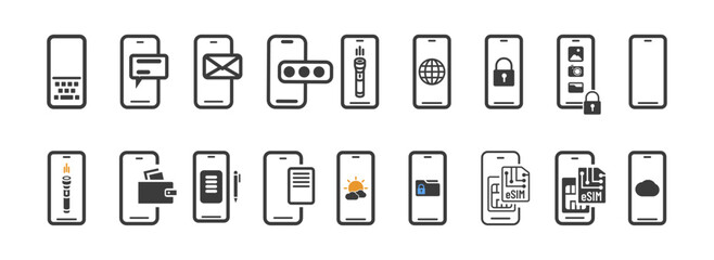 Set of technoloogy icons. Mobile phone vector illustration