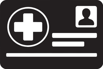 Obraz premium Medical Insurance Card Icon Black and White Silhouette