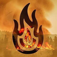 Wildfire Destruction Overlay Graphic Illustration of Forest Fire and Environmental Disaster