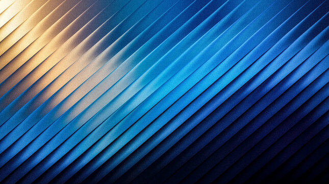 Grainy abstract diagonal textured pattern with gradient hues of blue and gold creating a dynamic and visually striking background design with a sense of depth and movement