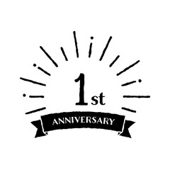 手書き風 のかわいいアニバーサリー 1st モノクロ