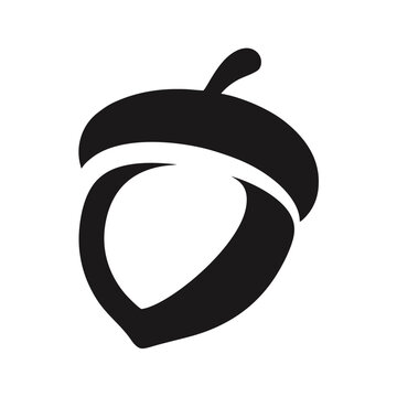 Minimalist acorn logo vector with clean smooth lines and balanced proportions, symbolizing growth, potential, strength, and nature, isolated on white background.