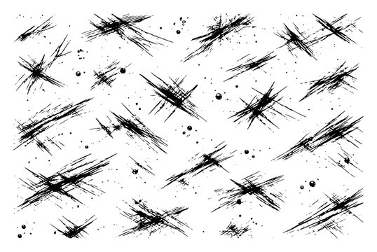 Abstract chaotic black scratch marks and messy grunge ink texture