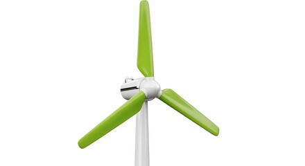 White Wind Turbine with Green Blades.
