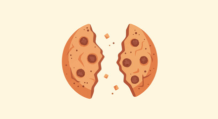 Fototapeta premium A broken cookie with chocolate chips on a light background