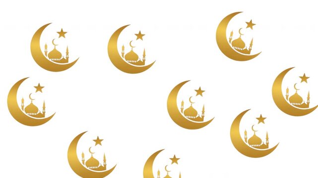 Gold mosque Ramadan icon in seamless pattern composition with elegant Islamic design, ideal for festive backgrounds, apps, websites, and print media.