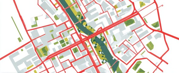 Fototapeta premium Efficiently navigating city streets ensures seamless urban journeys with precise routes.