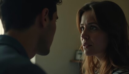 Conversation indoors. Two people engaged in a conversation inside a room.